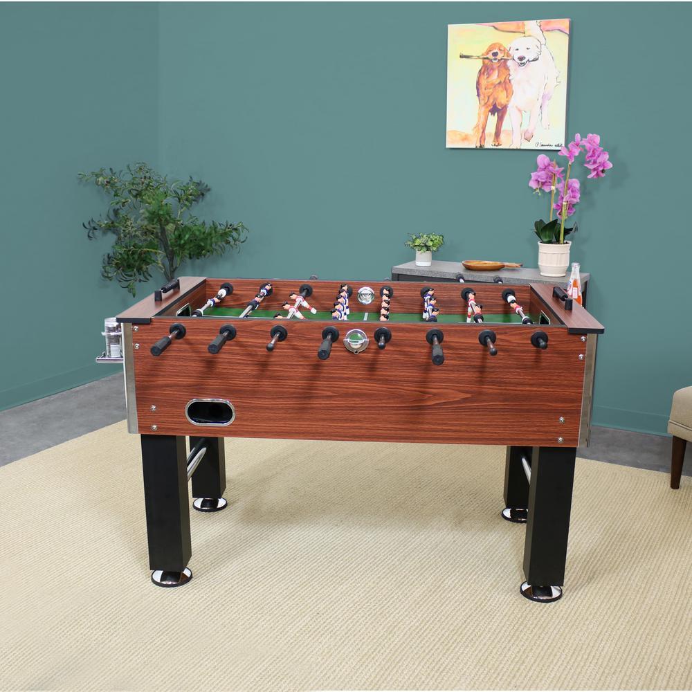 55 in.  Wood Foosball Game Table with Folding Drink Holders