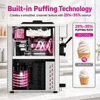 Commercial Ice Cream Machine, 20-28L/H Yield, 2200W 3-Flavor Countertop Soft Serve Ice Cream Maker  Steel, 2 x 6L Hoppers with LED Panel Auto Clean for Restaurants Cafes Snack Bars