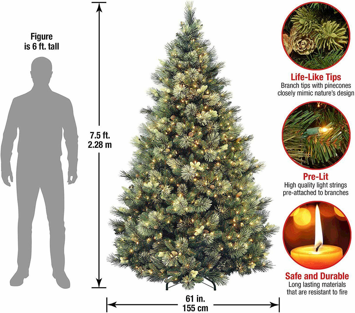 National Tree Company Pre-lit Artificial Christmas Tree | Includes Pre-strung Wh