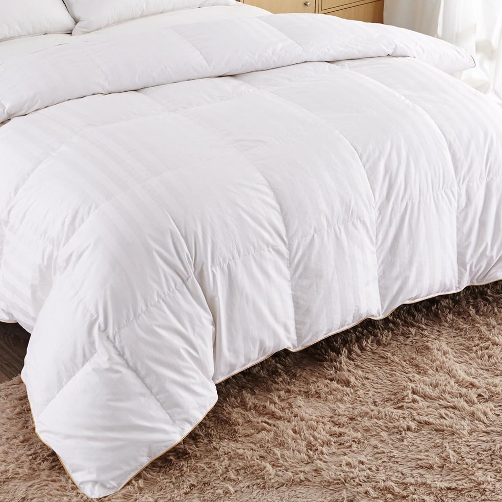 Puredown All Season 500 Thread Count 600 Fill Power 75% White Goose Down Baffle Box Comforter, Full/Queen, Solid White Pattern