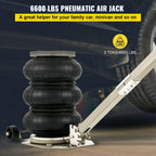 Triple Air Bag Jack Pneumatic Jack 6600lbs  Lift 3T Heavy Duty White