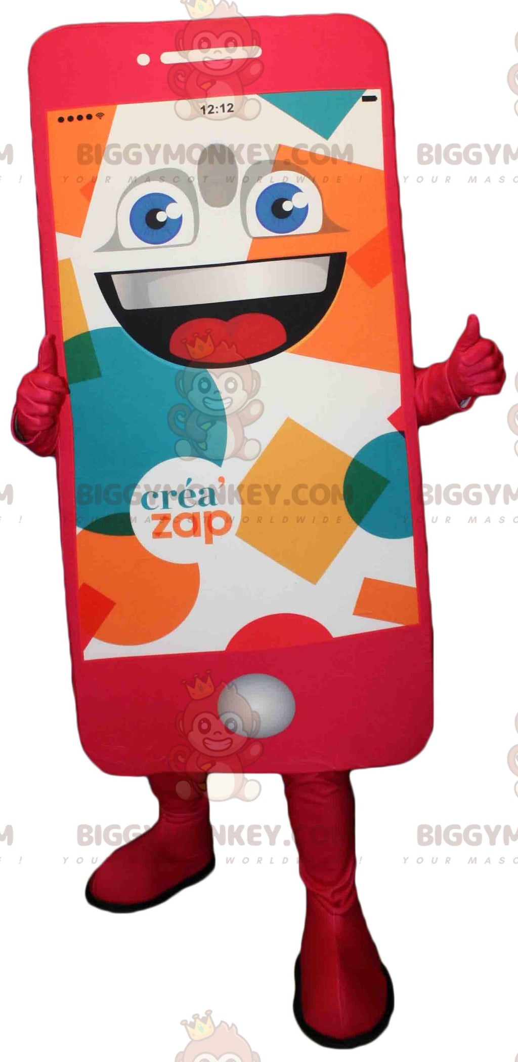 Giant pink cell phone BIGGYMONKEYmascot costume. BIGGYMONKEYCrea'zap Mascot Costume