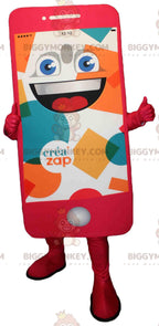 Giant pink cell phone BIGGYMONKEYmascot costume. BIGGYMONKEYCrea'zap Mascot Costume