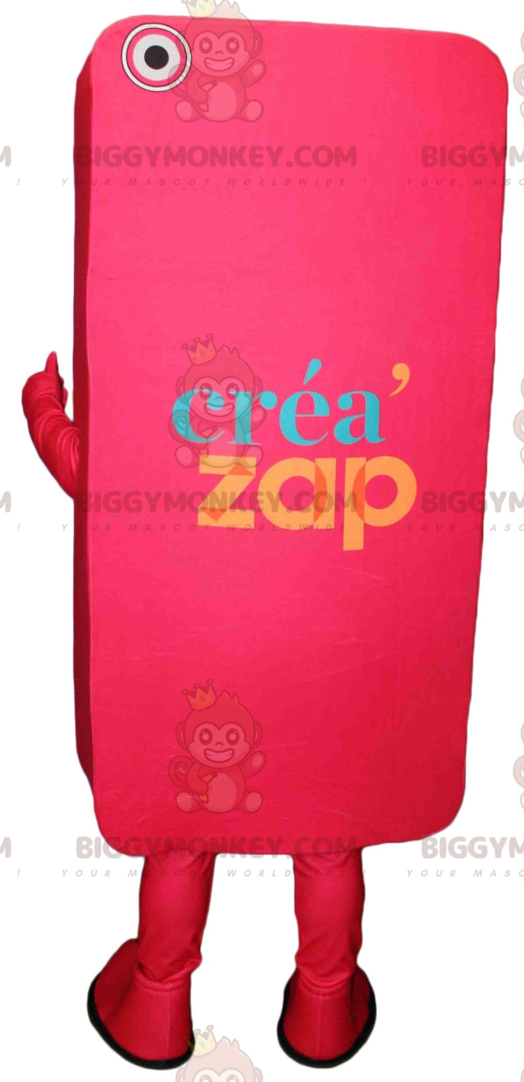 Giant pink cell phone BIGGYMONKEYmascot costume. BIGGYMONKEYCrea'zap Mascot Costume