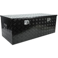48 Inch Heavy Duty Aluminum Stripes Plated Tool Box Pick Up Truck Bed RV Trailer Toolbox Square StoraOrganizer with Side Handle, Lock and Keys, Waterproof -48"x 19.5"x 17.5"，Black