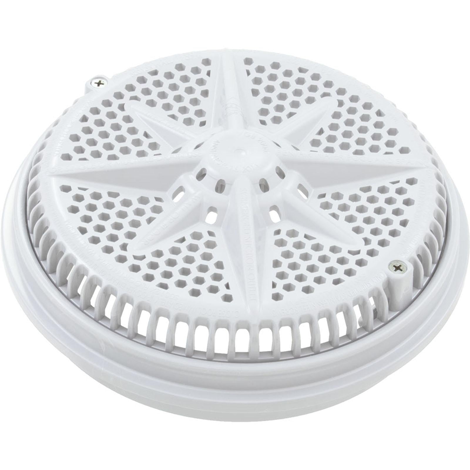 PENTAIR POOL PRODUCTS Main Drain Grate, PentStarGuard, 8", 112gpm, Wht, qty 2, Long Ring