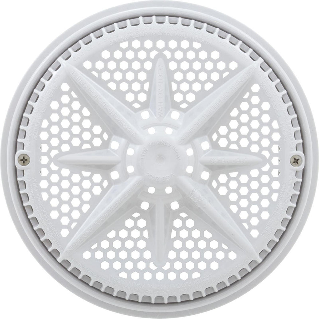 PENTAIR POOL PRODUCTS Main Drain Grate, PentStarGuard, 8", 112gpm, Wht, qty 2, Long Ring