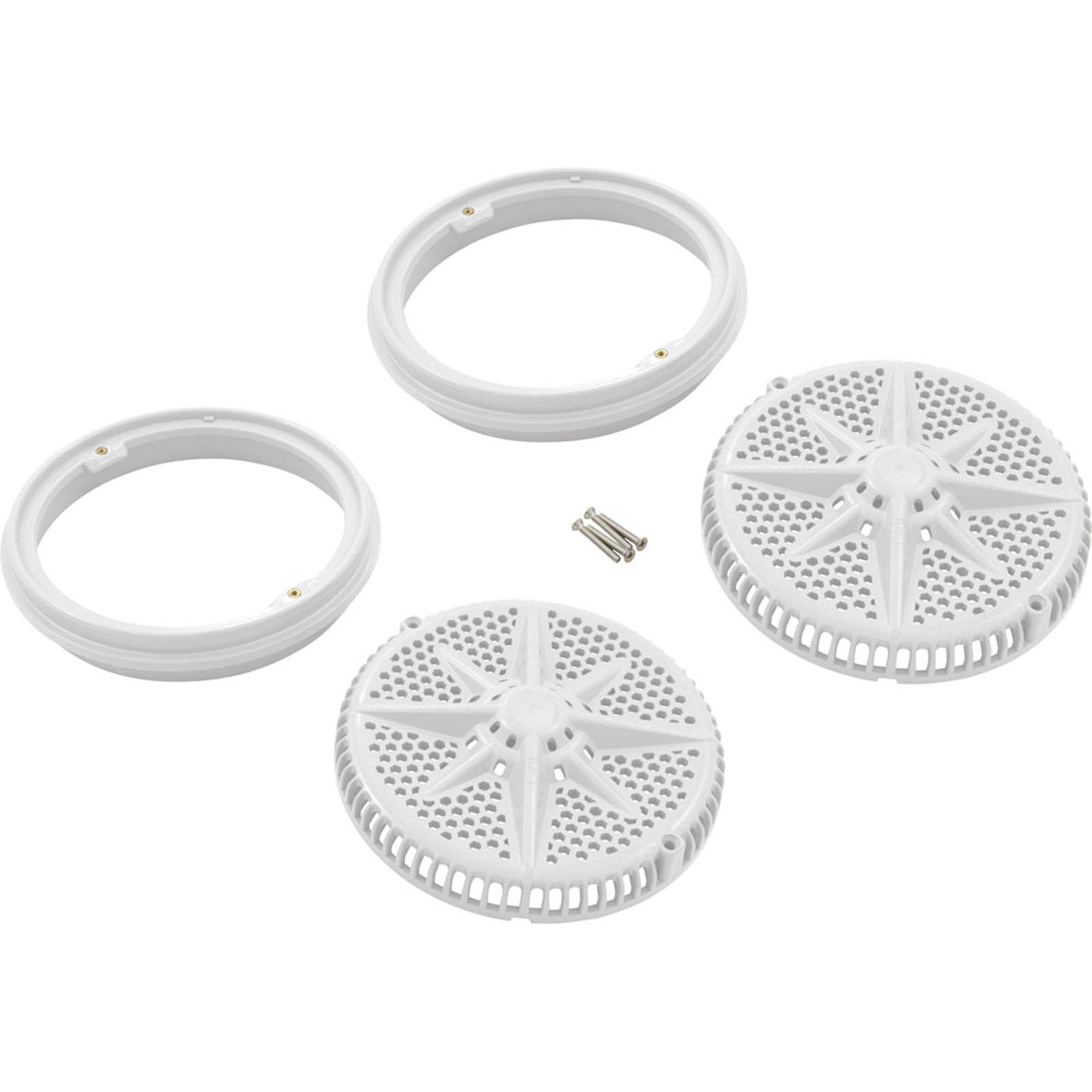 PENTAIR POOL PRODUCTS Main Drain Grate, PentStarGuard, 8", 112gpm, Wht, qty 2, Long Ring