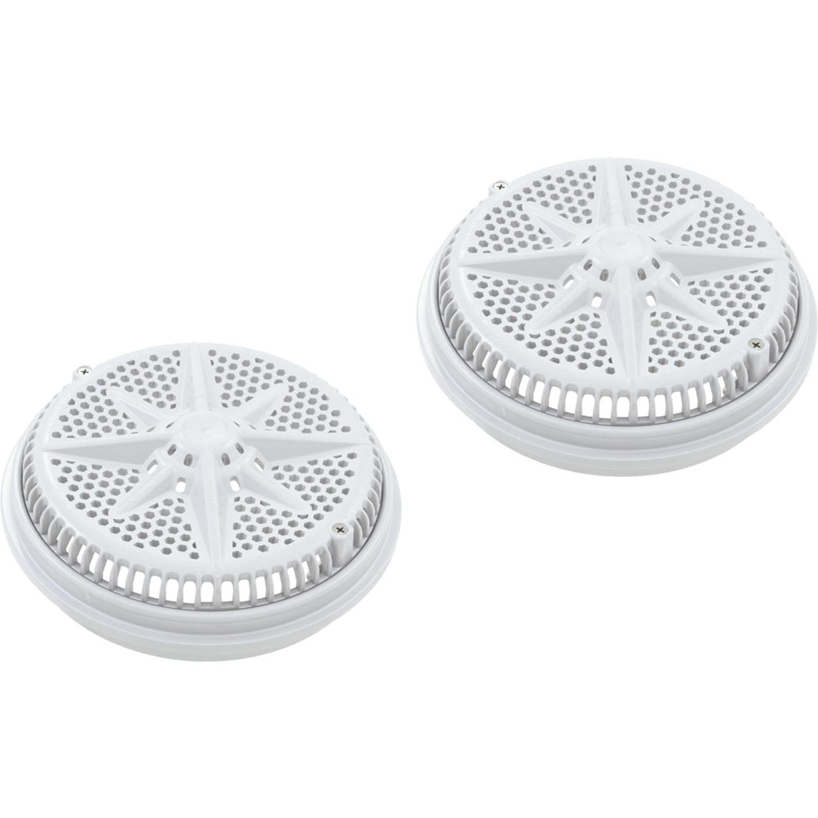 PENTAIR POOL PRODUCTS Main Drain Grate, PentStarGuard, 8", 112gpm, Wht, qty 2, Long Ring