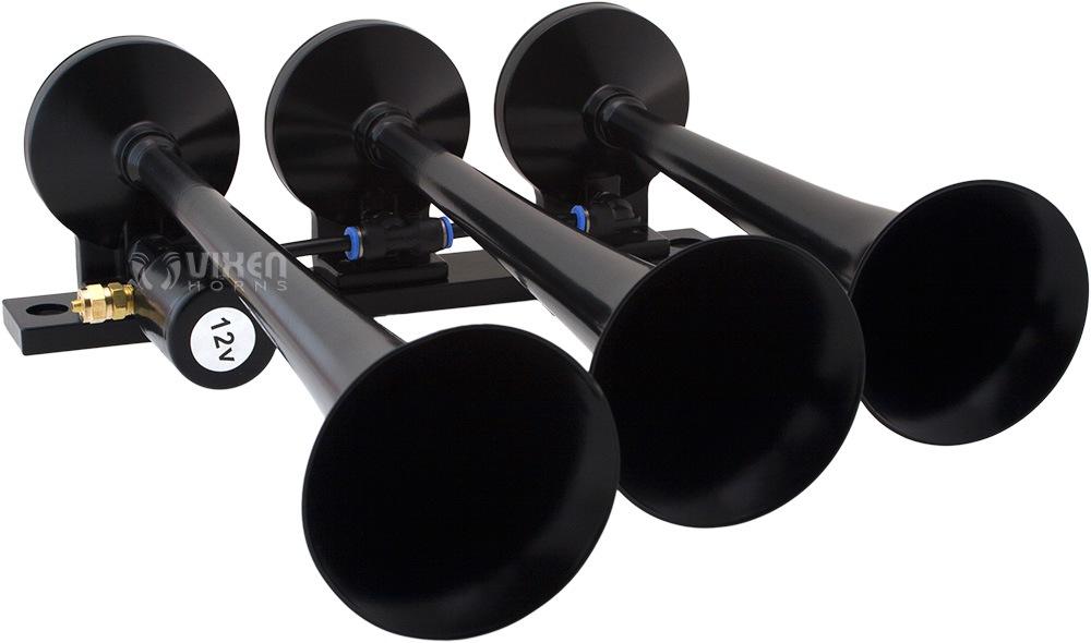 Vixen Horns Train Horn Kit for Trucks/Car/Semi. Complete Onboard System- 150psi Air Compressor, 1.5 Gallon Tank, 3 Trumpets. Super Loud dB. Fits Vehicles like Pickup/Jeep/RV/SUV 12v VXO8530/3118B