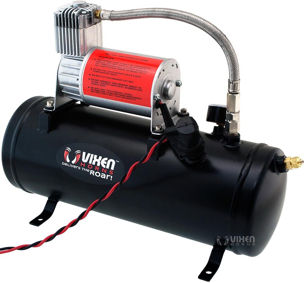 Vixen Horns Train Horn Kit for Trucks/Car/Semi. Complete Onboard System- 150psi Air Compressor, 1.5 Gallon Tank, 3 Trumpets. Super Loud dB. Fits Vehicles like Pickup/Jeep/RV/SUV 12v VXO8530/3118B