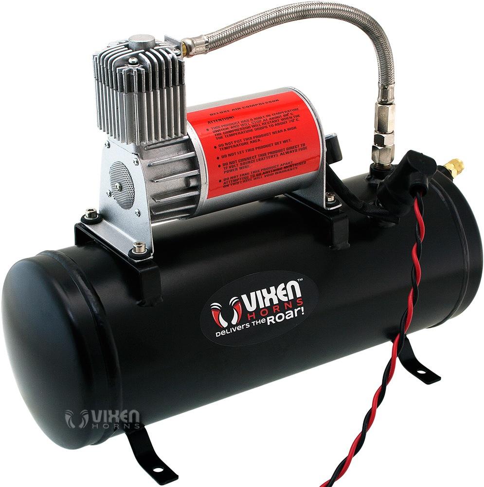 Vixen Horns Train Horn Kit for Trucks/Car/Semi. Complete Onboard System- 150psi Air Compressor, 1.5 Gallon Tank, 3 Trumpets. Super Loud dB. Fits Vehicles like Pickup/Jeep/RV/SUV 12v VXO8530/3118B