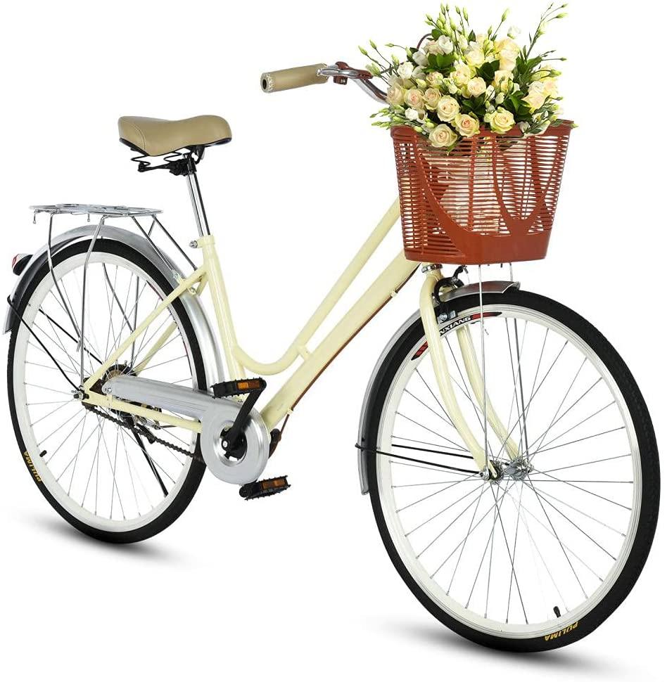 2021 Comfort Bikes Beach Cruiser Bike for Women Anti-Skid Wear-Resistant Tires with Rear Seat.