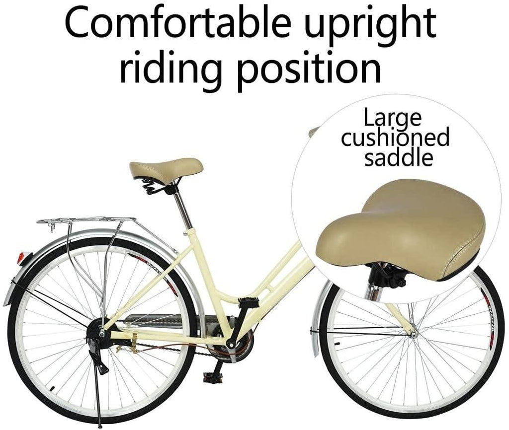 2021 Comfort Bikes Beach Cruiser Bike for Women Anti-Skid Wear-Resistant Tires with Rear Seat.