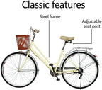 2021 Comfort Bikes Beach Cruiser Bike for Women Anti-Skid Wear-Resistant Tires with Rear Seat.