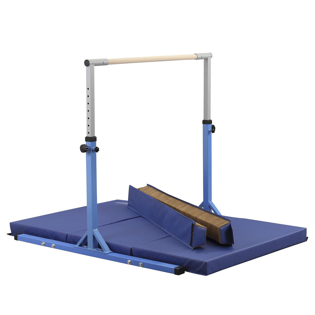 Ainfox Adjustable Gymnastics Horizontal Bars Fitness Gymnastics Training Kip Bar- Height Adjustable for Home閿涘╫t Include Gym Mat閿涘湐lue閿