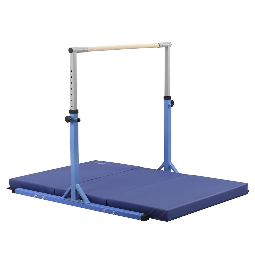 Ainfox Adjustable Gymnastics Horizontal Bars Fitness Gymnastics Training Kip Bar- Height Adjustable for Home閿涘╫t Include Gym Mat閿涘湐lue閿