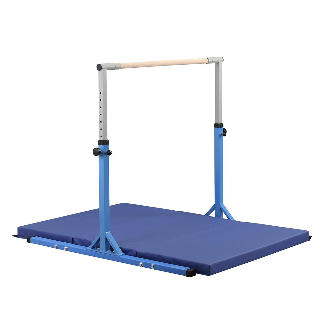 Ainfox Adjustable Gymnastics Horizontal Bars Fitness Gymnastics Training Kip Bar- Height Adjustable for Home閿涘╫t Include Gym Mat閿涘湐lue閿