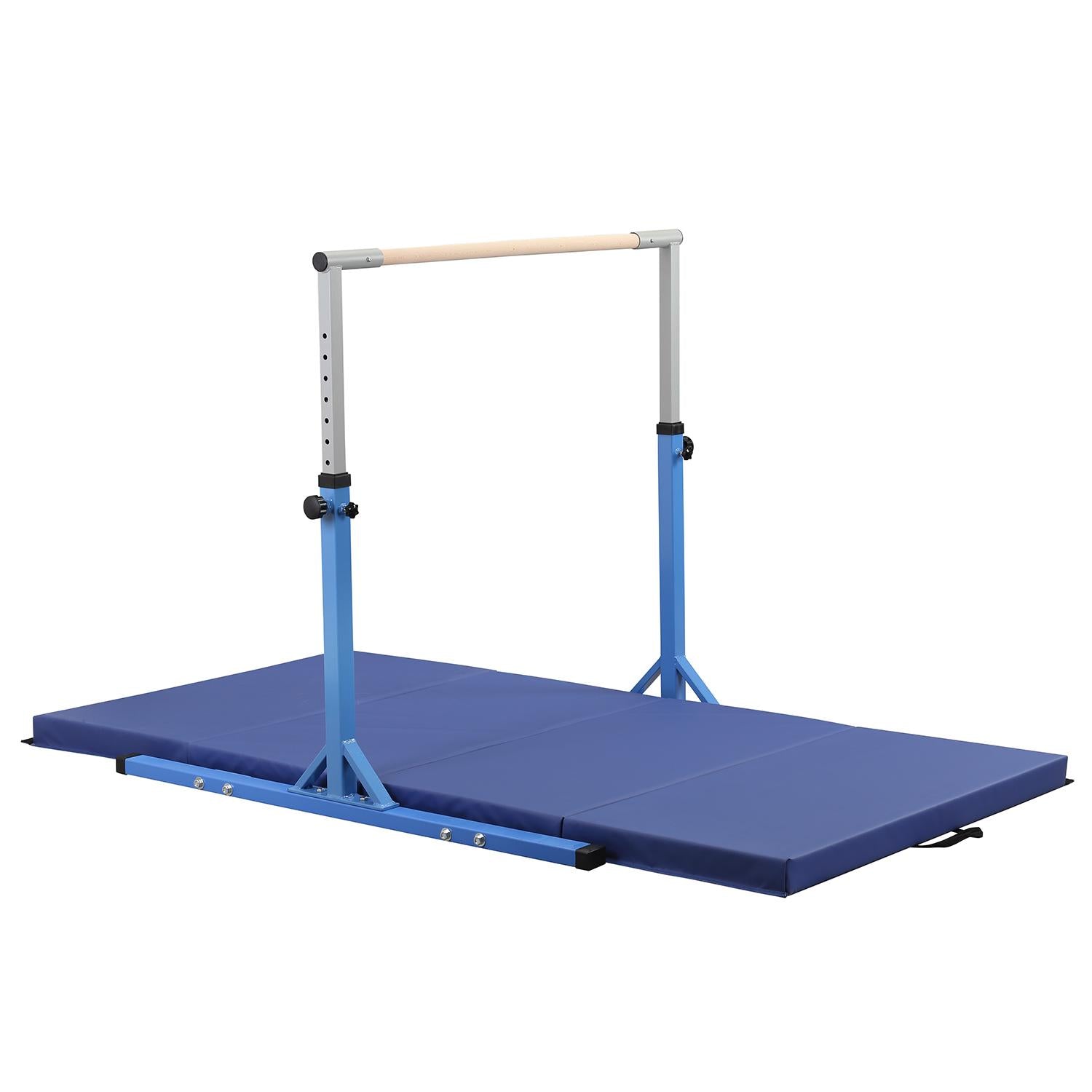 Ainfox Adjustable Gymnastics Horizontal Bars Fitness Gymnastics Training Kip Bar- Height Adjustable for Home閿涘╫t Include Gym Mat閿涘湐lue閿