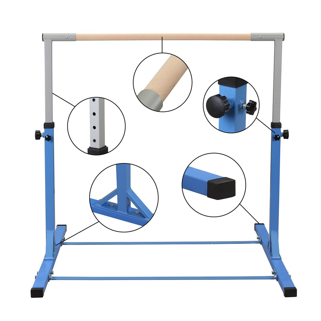 Ainfox Adjustable Gymnastics Horizontal Bars Fitness Gymnastics Training Kip Bar- Height Adjustable for Home閿涘╫t Include Gym Mat閿涘湐lue閿
