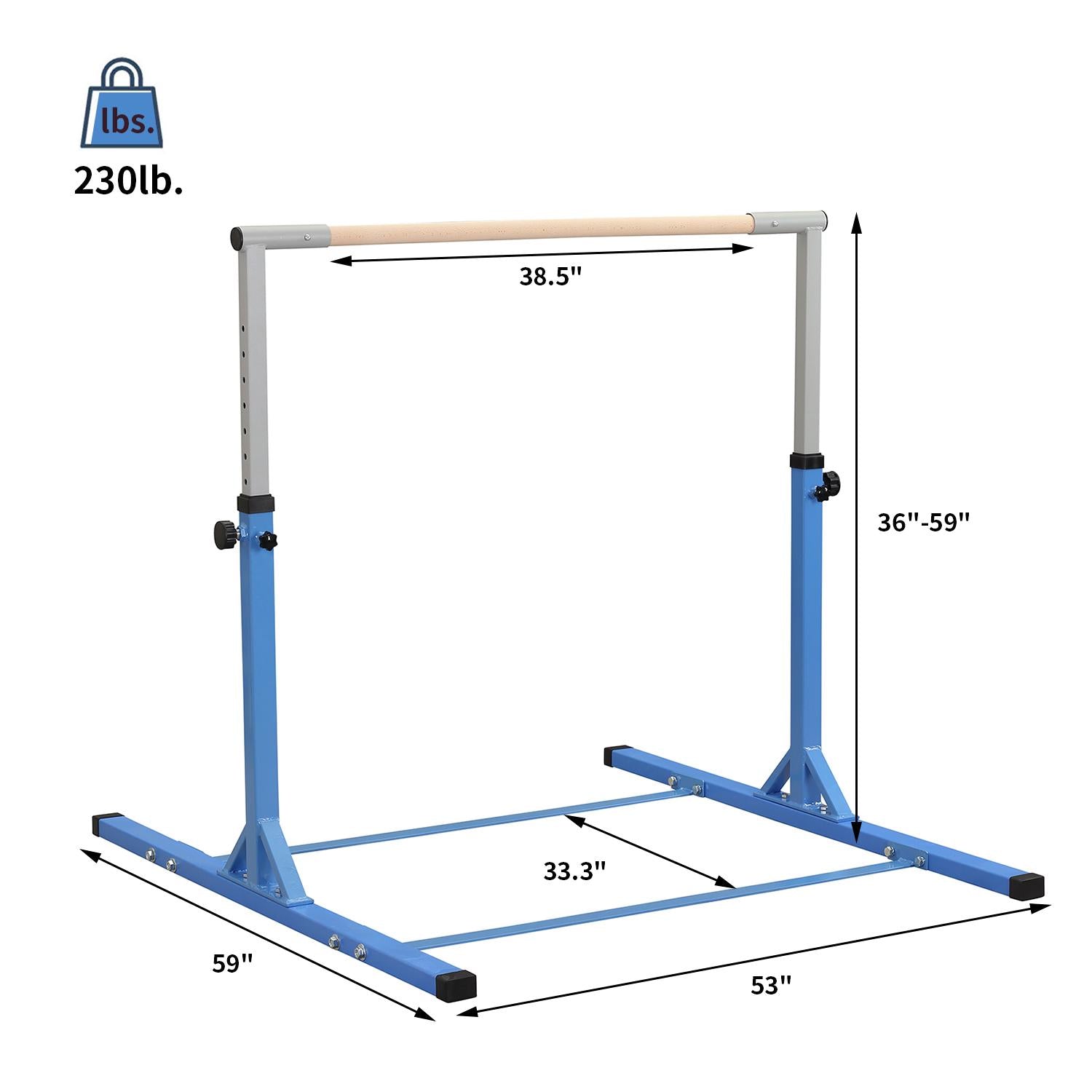 Ainfox Adjustable Gymnastics Horizontal Bars Fitness Gymnastics Training Kip Bar- Height Adjustable for Home閿涘╫t Include Gym Mat閿涘湐lue閿