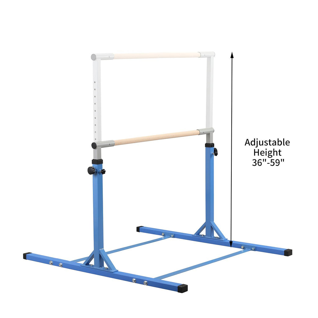 Ainfox Adjustable Gymnastics Horizontal Bars Fitness Gymnastics Training Kip Bar- Height Adjustable for Home閿涘╫t Include Gym Mat閿涘湐lue閿