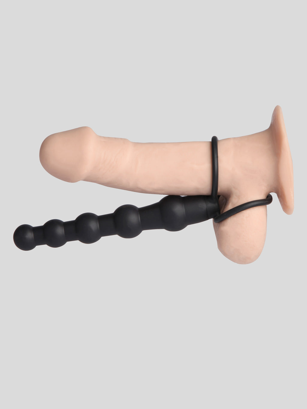 Love Rider Silicone Beaded Dual Penetrator Strap-On, Black