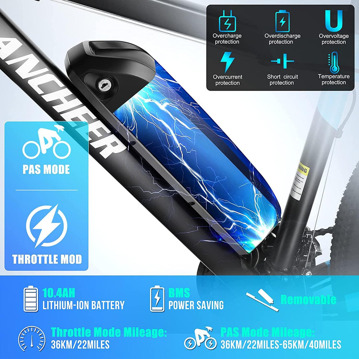 ANCHEER 350/500W Electric Bike 27.5'' Adults Electric Commuter Bike/Electric Mountain Bike, 36/48V Ebike with Removable 10/10.4Ah Battery, Professional 21/24 Speed Gears