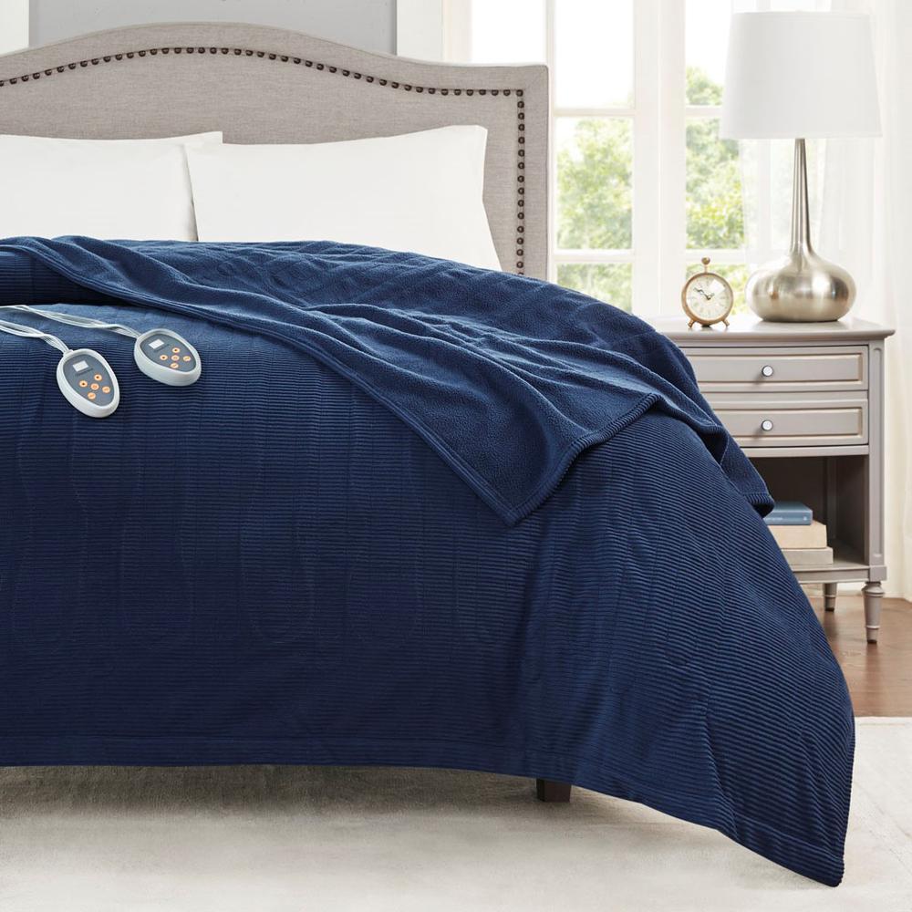 Beautyrest Polyester Solid Textured Fleece Heated Blanket BR54-3261