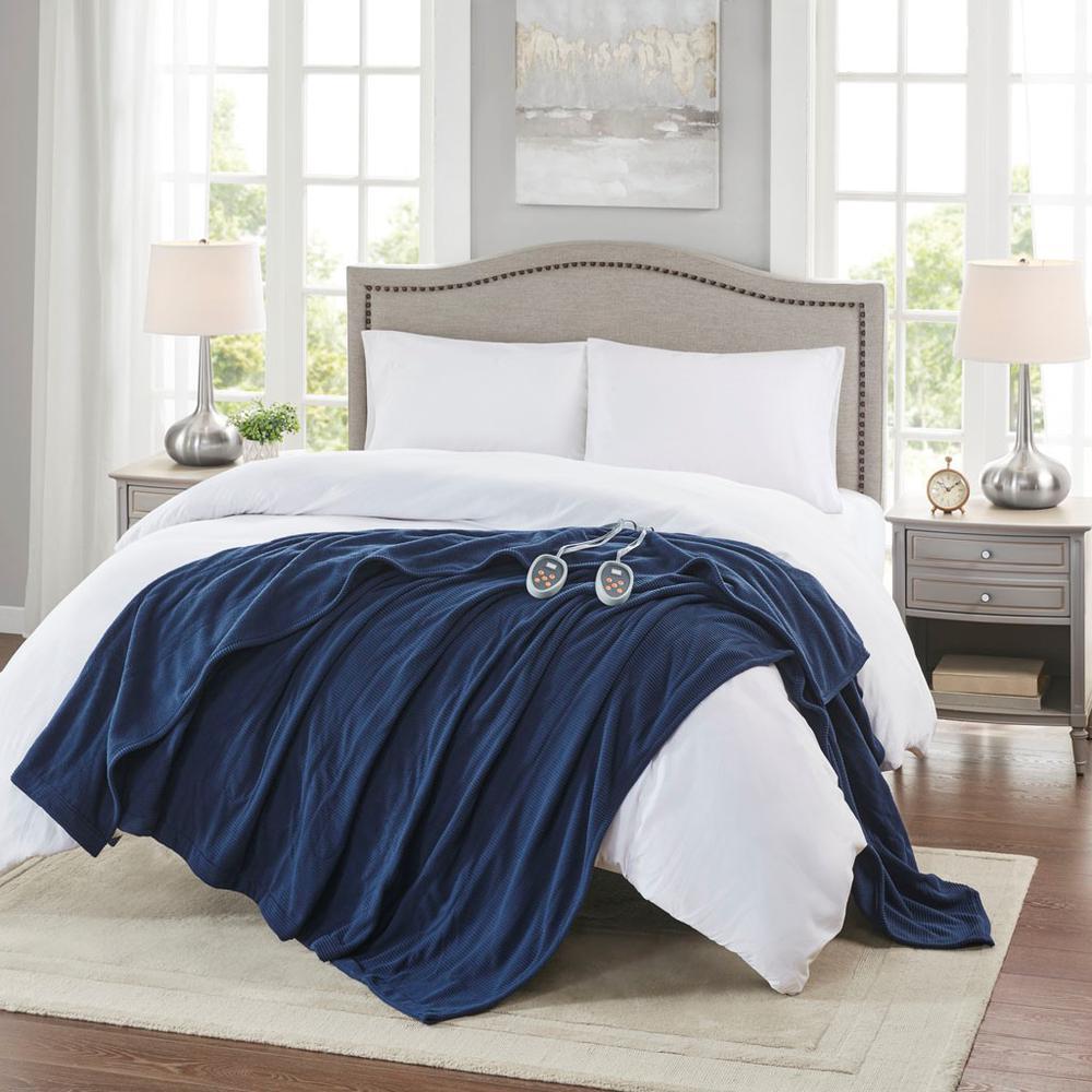 Beautyrest Polyester Solid Textured Fleece Heated Blanket BR54-3261