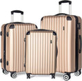 3 Piece Luggage Sets Hardside with Spinner Wheels Expandable, Travel Suitcase Set Lightweight Carry on PC+ABS Tsa Lock Checked Bag 20" / 24" / 28" (champagne)