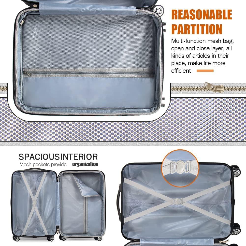 3 Piece Luggage Sets Hardside with Spinner Wheels Expandable, Travel Suitcase Set Lightweight Carry on PC+ABS Tsa Lock Checked Bag 20" / 24" / 28" (champagne)