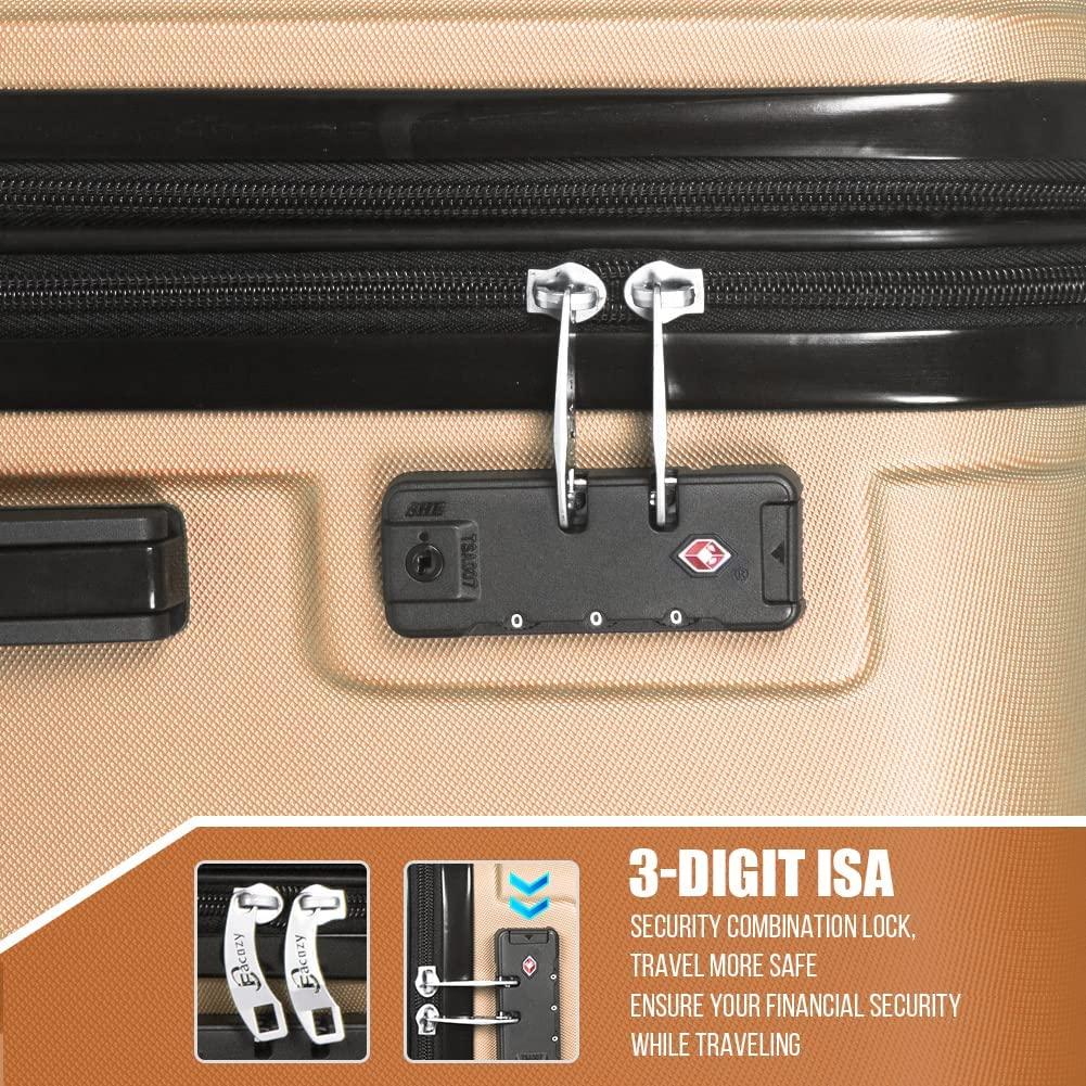 3 Piece Luggage Sets Hardside with Spinner Wheels Expandable, Travel Suitcase Set Lightweight Carry on PC+ABS Tsa Lock Checked Bag 20" / 24" / 28" (champagne)