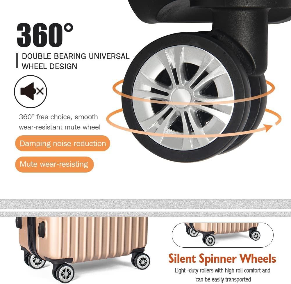 3 Piece Luggage Sets Hardside with Spinner Wheels Expandable, Travel Suitcase Set Lightweight Carry on PC+ABS Tsa Lock Checked Bag 20" / 24" / 28" (champagne)