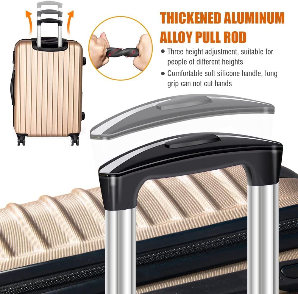 3 Piece Luggage Sets Hardside with Spinner Wheels Expandable, Travel Suitcase Set Lightweight Carry on PC+ABS Tsa Lock Checked Bag 20" / 24" / 28" (champagne)