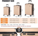 3 Piece Luggage Sets Hardside with Spinner Wheels Expandable, Travel Suitcase Set Lightweight Carry on PC+ABS Tsa Lock Checked Bag 20" / 24" / 28" (champagne)
