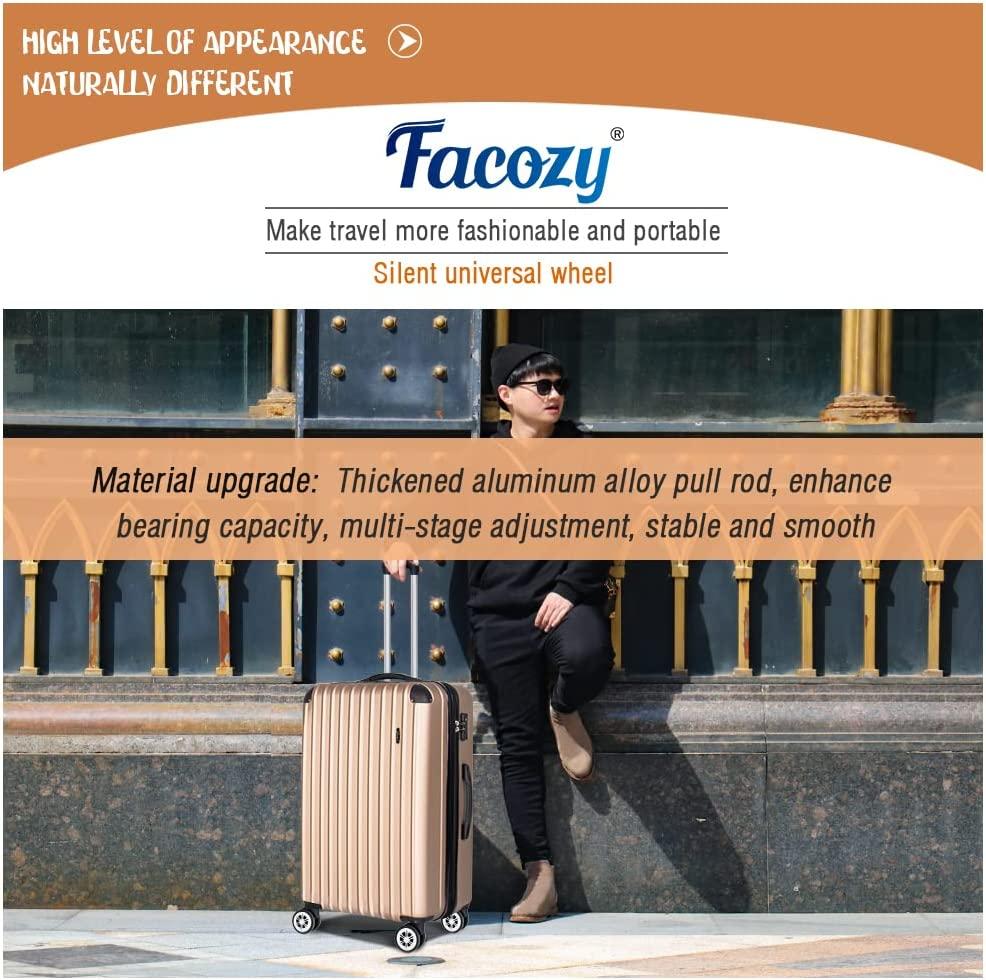 3 Piece Luggage Sets Hardside with Spinner Wheels Expandable, Travel Suitcase Set Lightweight Carry on PC+ABS Tsa Lock Checked Bag 20" / 24" / 28" (champagne)