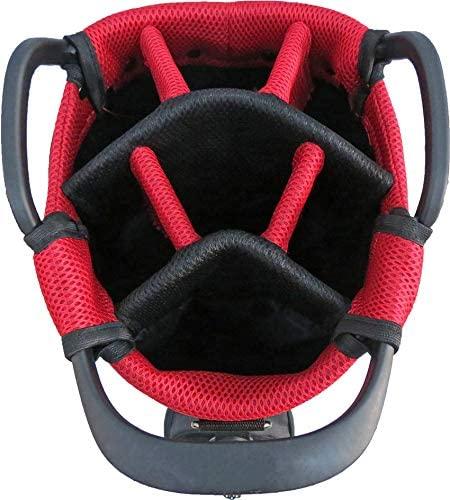 Rife Golf Black Red Gray Stand Bag Light Weight Dobby Nylon with 9 inch, 7-Way Friendly Separator Top, Front Position Putter Compartment