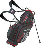 Rife Golf Black Red Gray Stand Bag Light Weight Dobby Nylon with 9 inch, 7-Way Friendly Separator Top, Front Position Putter Compartment