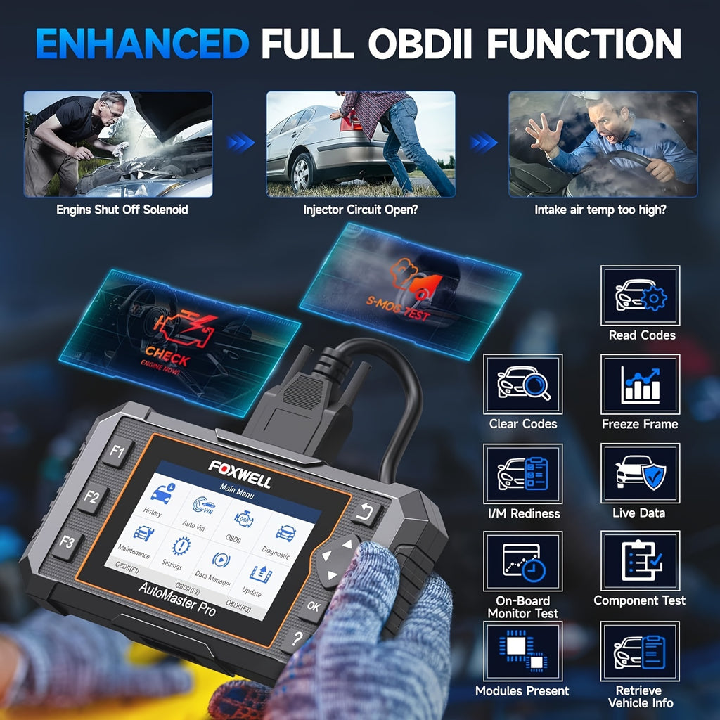 FOXWELL NT614 Elite OBD2 Scanner Diagnostic Tool, ABS SRS Airbag Engine Transmission Automotive Scan Tool Code Reader