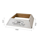 40 in. L White Wooden Trapezoid "Farm Fresh" Christmas Tree Collar (KD)
