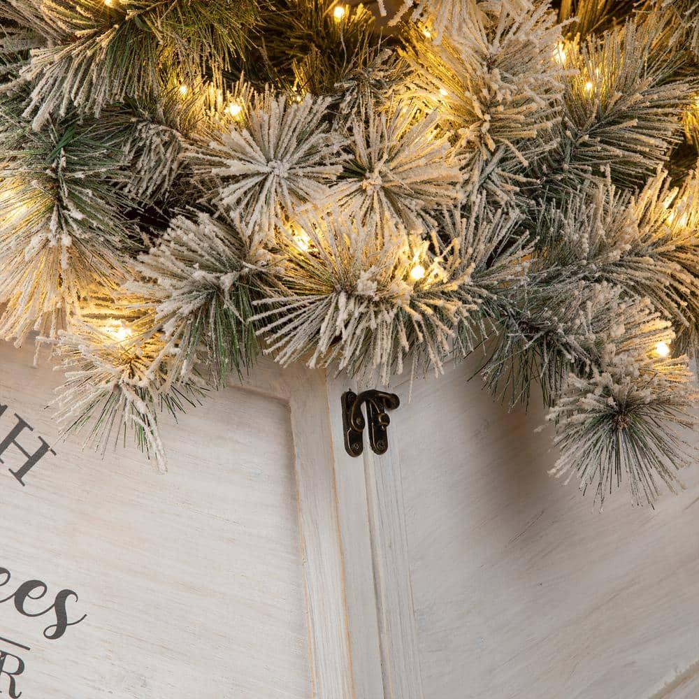 40 in. L White Wooden Trapezoid "Farm Fresh" Christmas Tree Collar (KD)