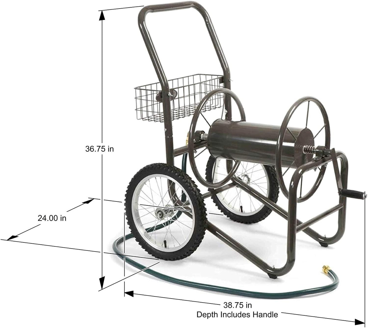 Liberty Garden 880-2 Industrial 2-Wheel Pneumatic Tires Garden Hose Reel Cart, Holds 300-Feetof 5/8-Inch Hose - Gray