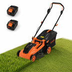 Cordless Lawn Mower, 17-Inch Battery Powered Electric Push Mower, 2-in-1 Mulching &amp; Bagging, 6 Cutting Heights, 40L Grass Bag, Lightweight Walk-Behind Mower for Small to Medium Yards, Orange