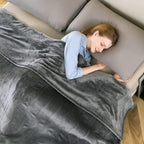 Electric Heated Blanket Size 100" x 90", Fast Heating Blanket Polyester Soft Flannel, 4 Heating Levels 10 Hours Auto-Off, ETL Certified Dual Controllers, Machine Washable (Grey)