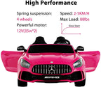 Uenjoy 2 Seater 12V Electric Kids Ride On Car Mercedes Benz AMG GTR Motorized Vehicles with Remote Control, Battery Powered, LED Lights, Wheels Suspension, Music, Horn, Pink