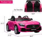 Uenjoy 2 Seater 12V Electric Kids Ride On Car Mercedes Benz AMG GTR Motorized Vehicles with Remote Control, Battery Powered, LED Lights, Wheels Suspension, Music, Horn, Pink
