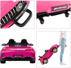 Uenjoy 2 Seater 12V Electric Kids Ride On Car Mercedes Benz AMG GTR Motorized Vehicles with Remote Control, Battery Powered, LED Lights, Wheels Suspension, Music, Horn, Pink