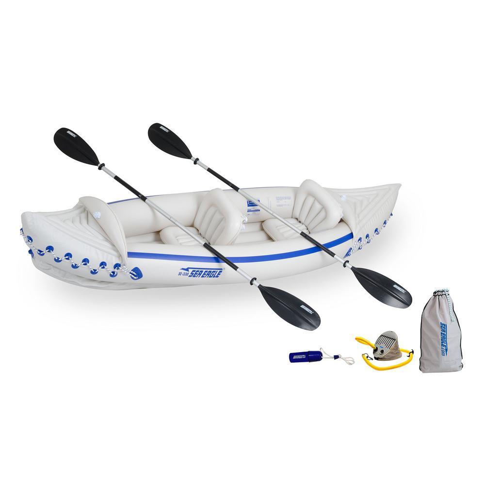 Deluxe 2-Person Inflatable Sport Kayak Canoe Boat with Pump and Oars
