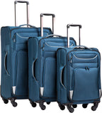 Luggage 3 Piece Set Suitcase Spinner Softshell lightweight (blue+sliver)